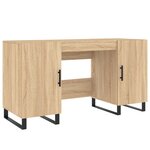 Bureau table poste de travail meuble d'ordinateur informatique étude chêne sonoma 140 x 50 x 75 cm bois d'ingénierie brun 02_0023653