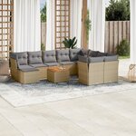 vidaXL Salon de jardin 11 Pièces avec coussins beige résine tressée