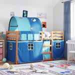 vidaXL Lit superposé avec rideaux bleu 80x200 cm bois pin massif