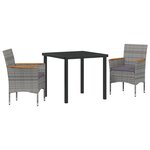 vidaXL Set de jardin 3 pièces en rotin synthétique gris