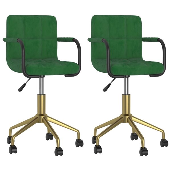 vidaXL Chaises pivotantes à manger lot de 2 vert foncé velours