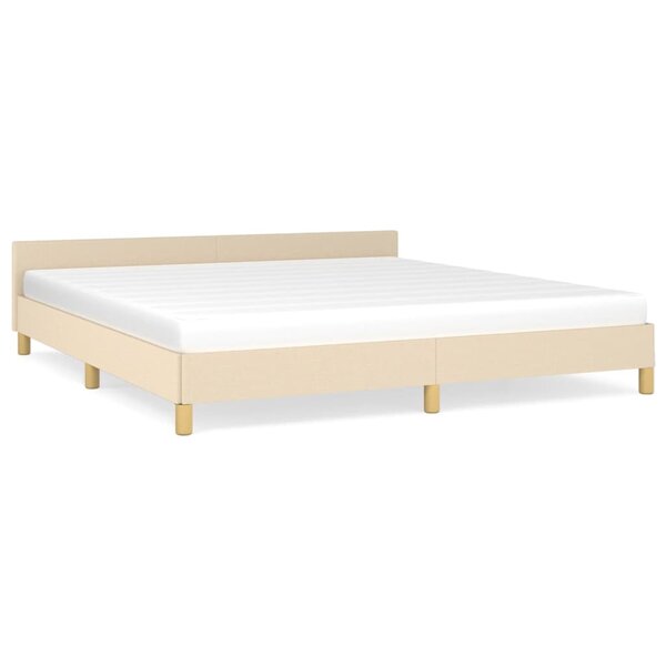 vidaXL Cadre de lit avec tête de lit Crème 180 x 200 cm Tissu
