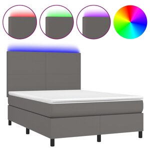 vidaXL Sommier à lattes de lit avec matelas et LED Gris 140x200 cm