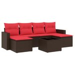 vidaXL Salon de jardin avec coussins 7 Pièces marron résine tressée