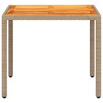 vidaXL Table de jardin beige 90x90x75 cm résine tressée et bois acacia