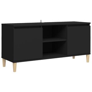 vidaXL Meuble TV avec pieds en bois massif Noir 103 5x35x50 cm