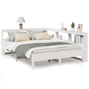 vidaXL Lit bibliothèque sans matelas blanc 140x200 cm bois pin massif