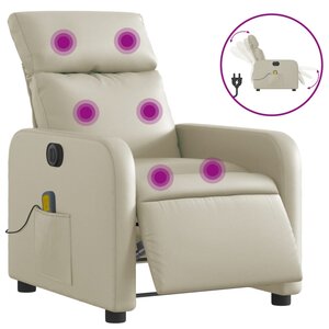 vidaXL Fauteuil de massage inclinable électrique crème similicuir
