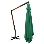 vidaXL Parasol de jardin en porte-à-faux avec mât en bois vert