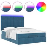 vidaXL Cadre de lit ottoman avec matelas bleu foncé 140x190 cm velours