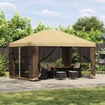 vidaXL Pavillon 4 × 3 m Crème Polyester et Acier 190 gsm