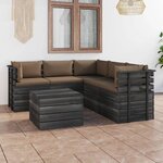 vidaXL Salon palette de jardin 6 Pièces avec coussins Bois de pin massif