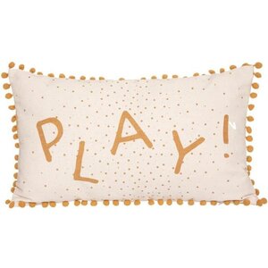 Coussin pompon rectangulaire - Ocre