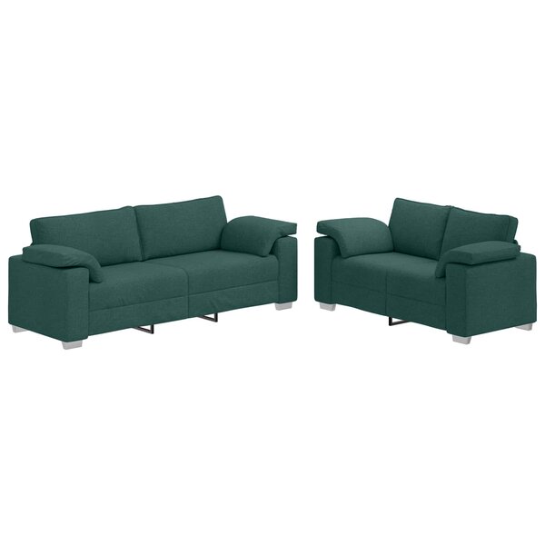 vidaXL Canapé 2 Pièces Vert foncé 219 x 80 x 82 cm tissu
