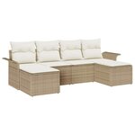 vidaXL Ensemble de canapé de jardin 6 Pièces Beige Poly rotin