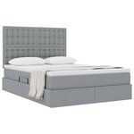 vidaXL Lit avec rangement et matelas Gris clair 140 x 190 cm Polyester