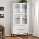 vidaXL Armoire à vitrine MOLDE Blanc 90x35x175 cm Bois de pin massif