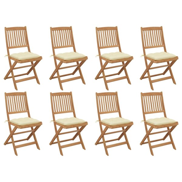 vidaXL Chaises pliables d'extérieur et coussins lot de 8 Bois d'acacia