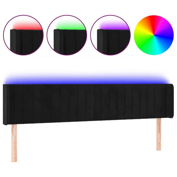 vidaXL Tête de lit à LED Noir 163x16x78/88 cm Velours