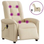 vidaXL Fauteuil inclinable de massage électrique crème tissu