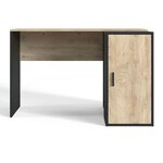 Bureau Indus - chêne et noir - 1 Porte + 3 étageres - de rangement - 120 x 90 x 76 cm