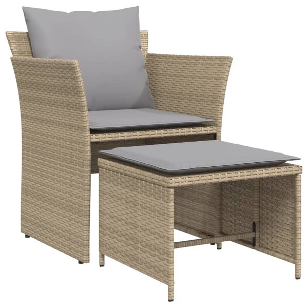 vidaXL Chaise de jardin avec tabouret beige résine tressée