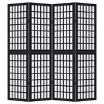 vidaXL Cloison de séparation 4 panneaux noir bois de paulownia massif