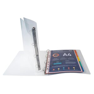 Classeur 4 anneaux 30 mm polypropylène Crystal - A4 maxi Incolore x 20 EXACOMPTA