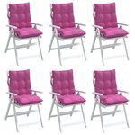 vidaXL Coussins de chaise à dossier bas lot de 6 rose tissu oxford