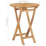 vidaXL Table pliable de jardin Ø 60 cm Bois de teck solide