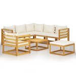 vidaXL Salon de jardin 8 Pièces avec coussin Crème Bois d'acacia solide