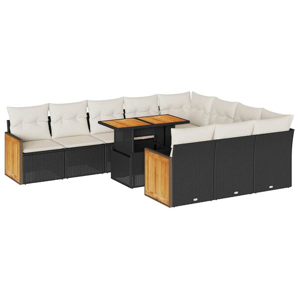 vidaXL Ensemble de canapés de jardin 11 Pièces et coussins rotin acacia