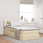 vidaXL Lit avec rangement et LED avec matelas Crème 100 x 200 cm tissu