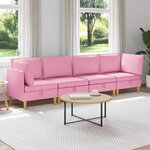 vidaXL Canapé modulaire avec rangement 4 Pièces Rose Tissu