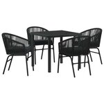 vidaXL Ensemble de salle à manger pour jardin 5 Pièces Noir