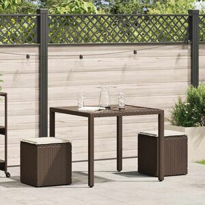vidaXL Tabourets jardin avec coussins lot de 2 marron résine tressée