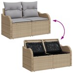 Ensemble de Canapés de Jardin 6 Pièces avec Coussins Beige Poly Rotin
