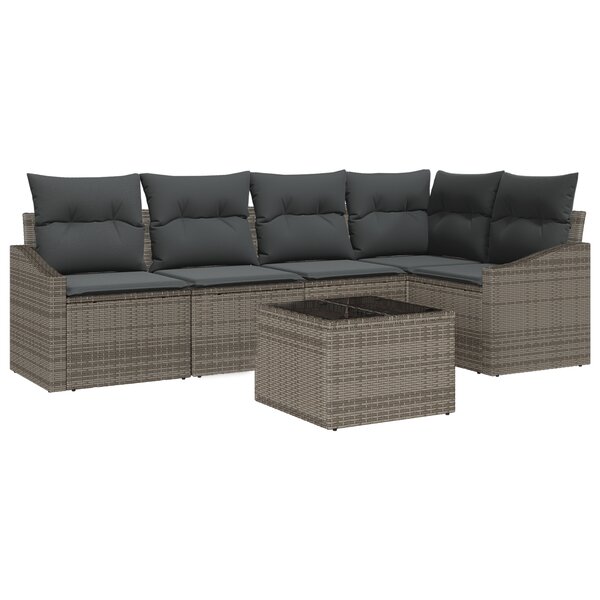 vidaXL Ensemble de salle à manger de jardin 5 pièces avec coussins en poly rattan noir