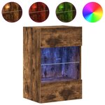 vidaXL Meubles muraux avec lumières LED pour TV 2Pièces chêne fumé 40x30x60 5 cm