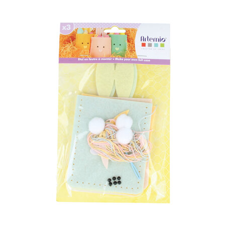 Kit feutrine pochette lapin pâques 4 pièces