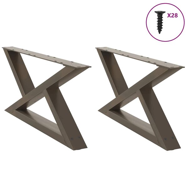 vidaXL Pieds de table basse 2 pièces Acier naturel 70 x (30-31 3) cm Acier