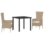 vidaXL Ensemble de salle à manger pour jardin 3 Pièces Beige polyrotin