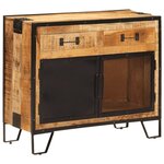 vidaXL Buffet 80x31x66 cm bois de manguier brut massif et métal