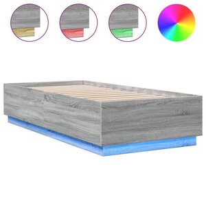 vidaXL Cadre de lit avec LED sans matelas sonoma gris 100x200 cm