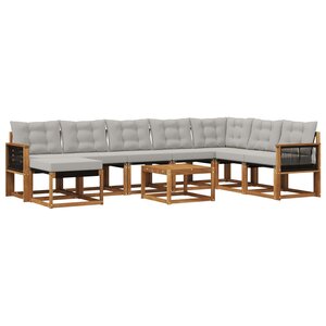 vidaXL Ensemble de canapés d'extérieur 9 pc Naturel et Gris clair