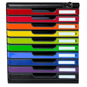 Module De Classement Modulo Iderama 10 Tiroirs Fermables À Clé - Arlequin Brillant - Exacompta