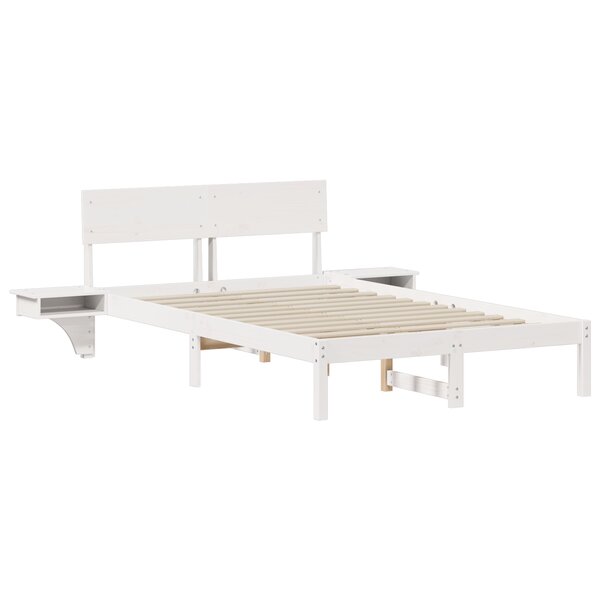 vidaXL Cadre de lit avec tables de chevet Blanc Bois massif en pin
