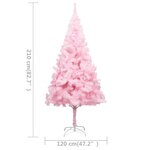 vidaXL Arbre de Noël artificiel pré-éclairé et boules rose 210 cm PVC