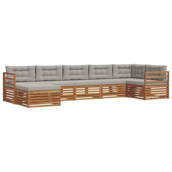 vidaXL Ensemble de canapés d'extérieur 7 Pièces Gris Naturel et Clair