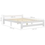 vidaXL Cadre de lit avec 2 tiroirs Blanc Bois de pin massif 160x200 cm